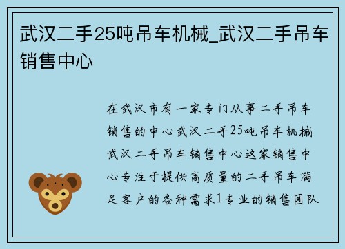 武汉二手25吨吊车机械_武汉二手吊车销售中心